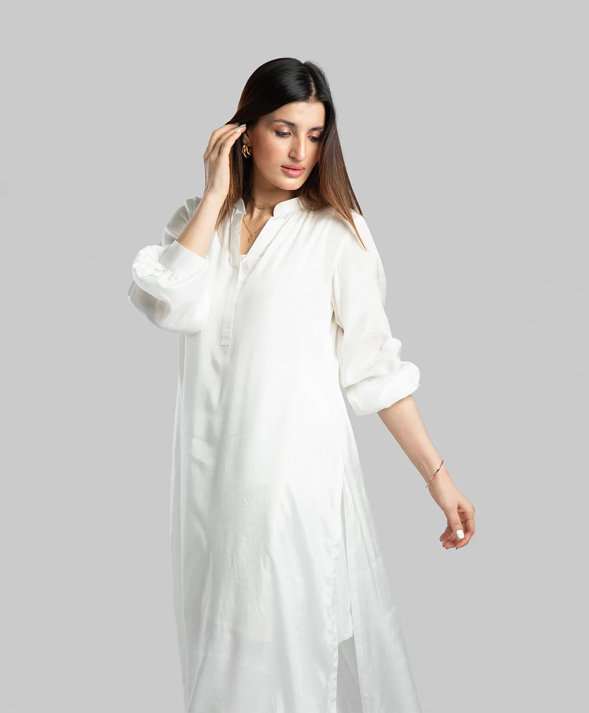 White cotton silk 2 pc