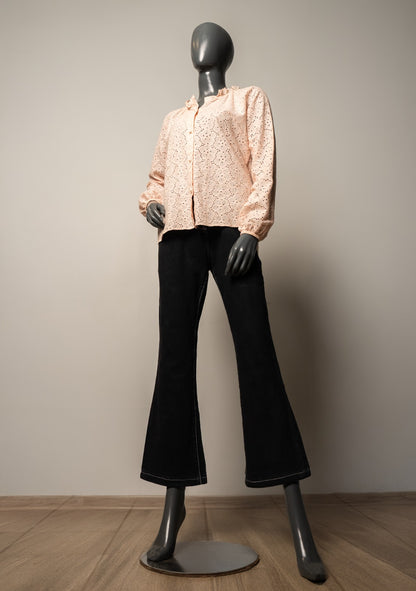 pastel peach embroidered western top