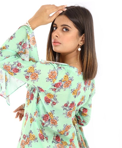 SWISS PRNTED LAWN WITH MAYSURI DUPATTA 2 PIECE