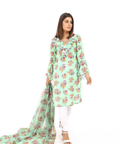 SWISS PRNTED LAWN WITH MAYSURI DUPATTA 2 PIECE