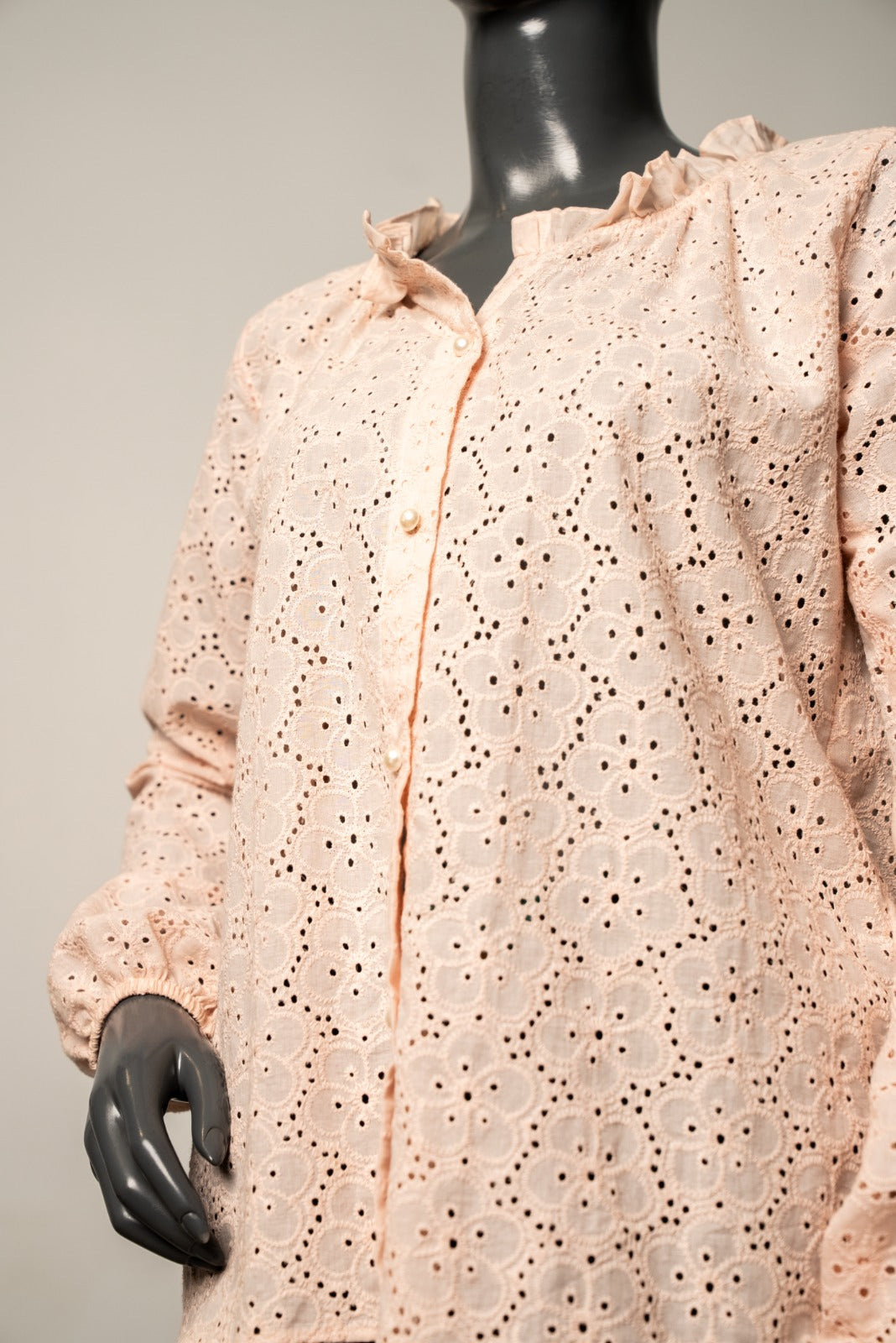 pastel peach embroidered western top