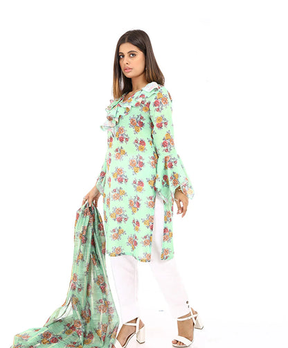 SWISS PRNTED LAWN WITH MAYSURI DUPATTA 2 PIECE